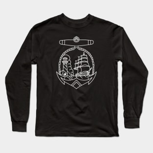 HomeSchoolTattoo Anchor with Lighthouse and Ship Long Sleeve T-Shirt